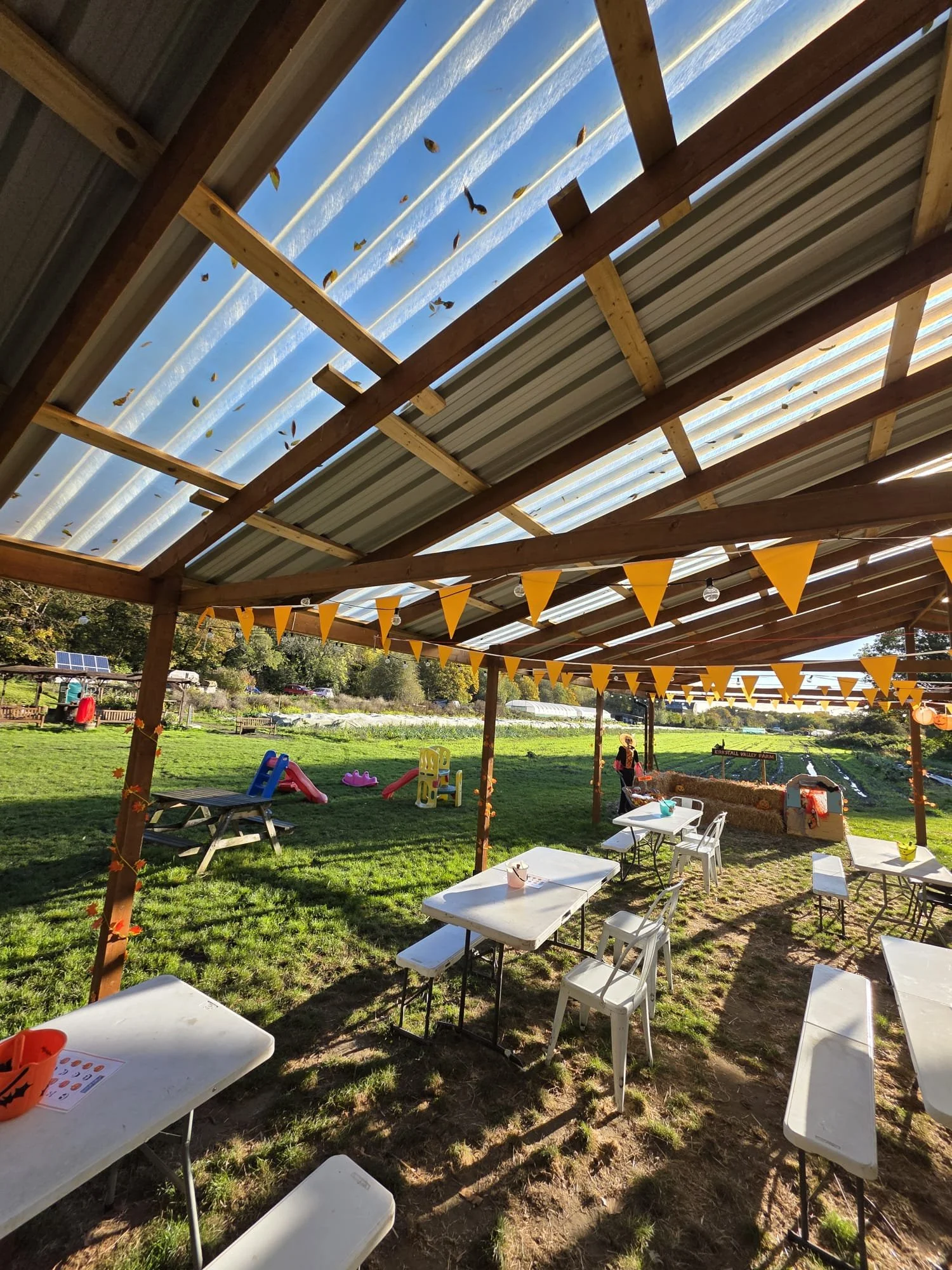 The shelter area in the social space at Kirkstall Valley farm.