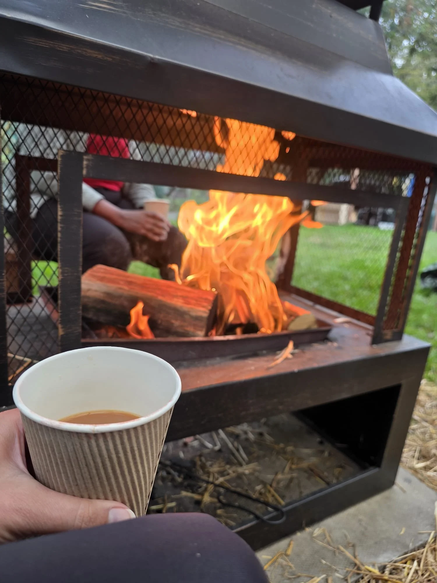 Firepit and coffee at Kirkstall Valley farm