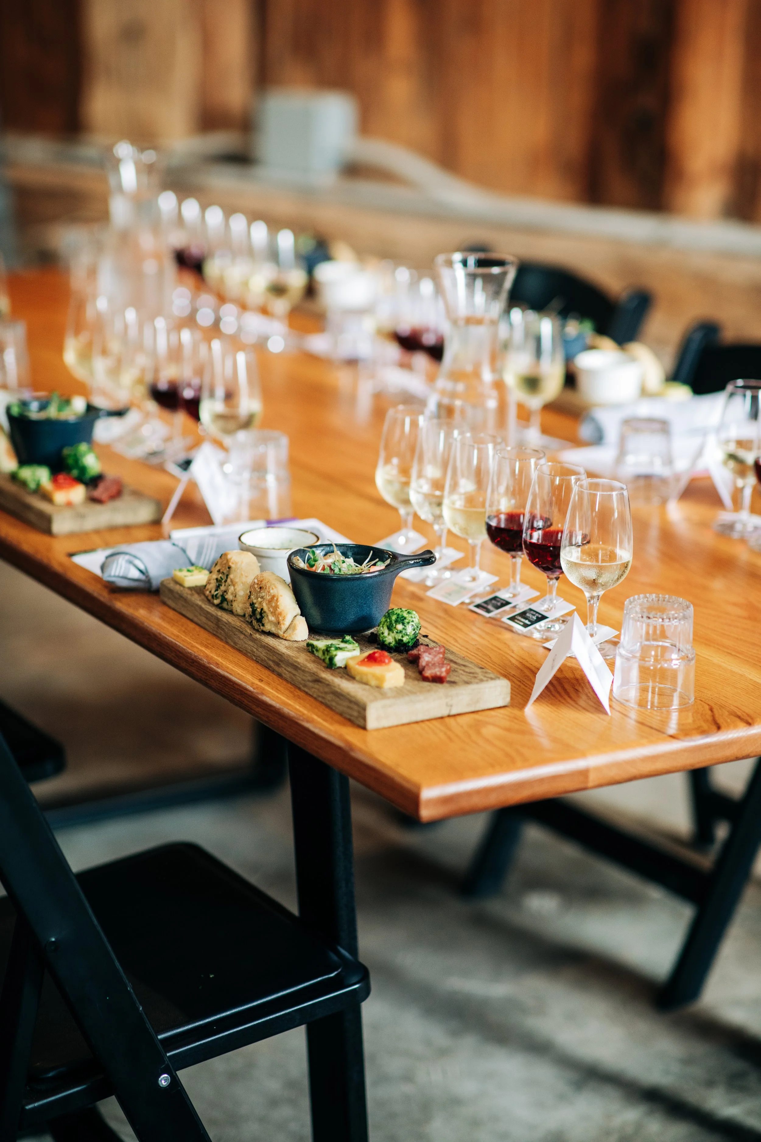 Fox Run Vineyards food and wine experience table with food