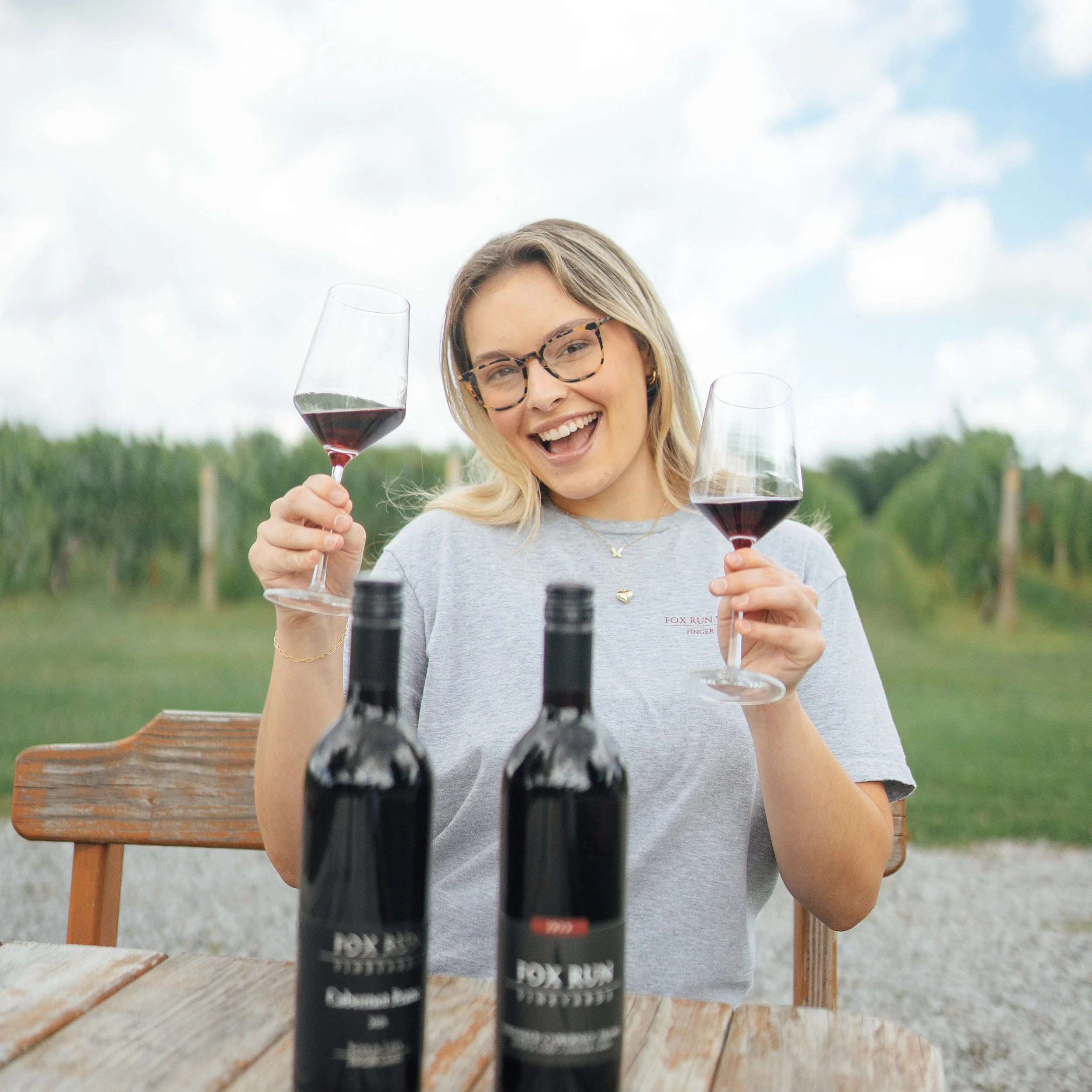 fox run vineyards wines at a table