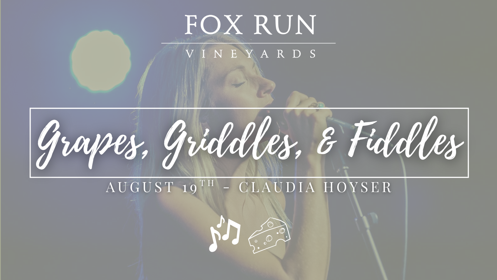Person singing for Fox Run Vineyards event