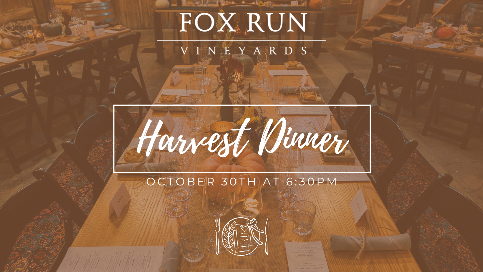 a table set for a special dinner at fox run vineyards