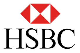 HSBC bank logo with red hexagon symbol and black text
