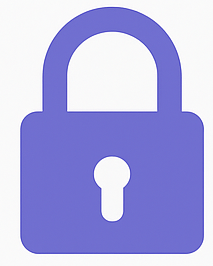 A purple padlock icon with a keyhole in the center.