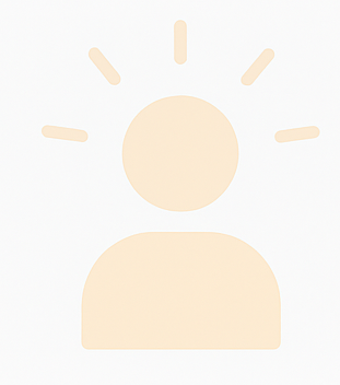 Minimalist illustration of a person with sun rays around their head.