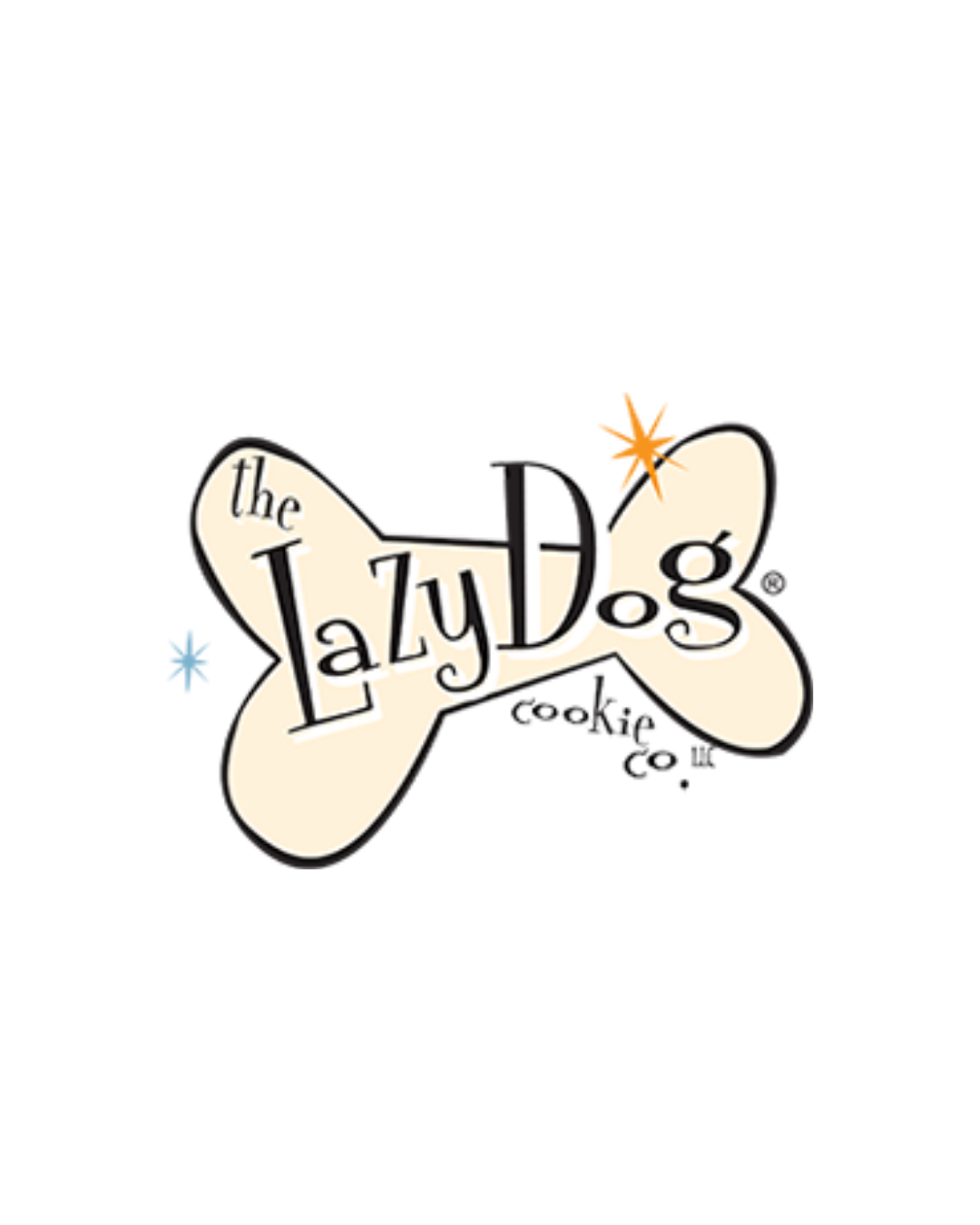 Logo for The Lazy Dog featuring a beige bone with black text.