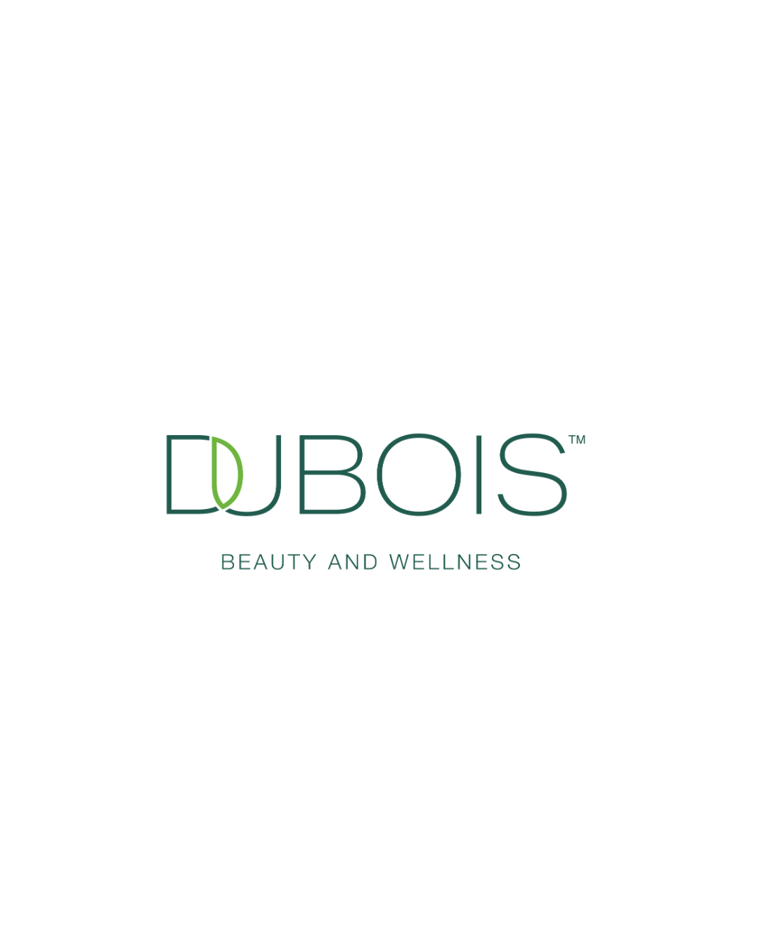 DUBOIS Beauty and Wellness logo with black background and green and white text.