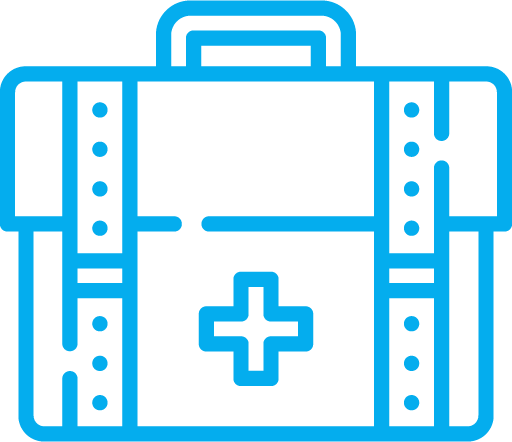 Outline of a first aid kit.