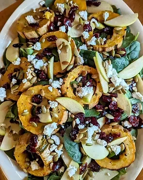 Roasted Delicata Squash Salad with Lychee White Balsamic Vinaigrette