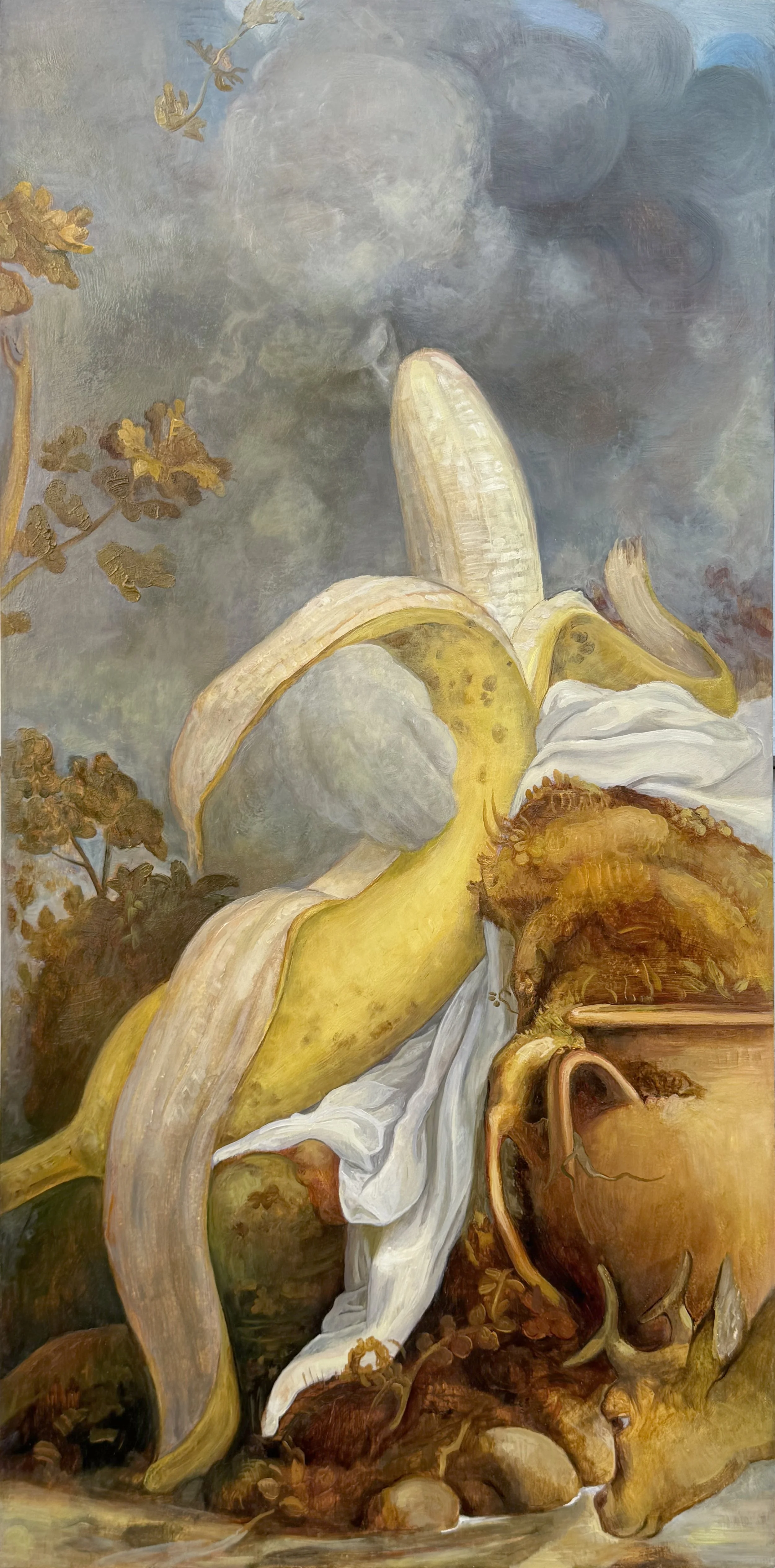 Io and Jupiter — 2025, oil on panel /// 26x13 (67x34)