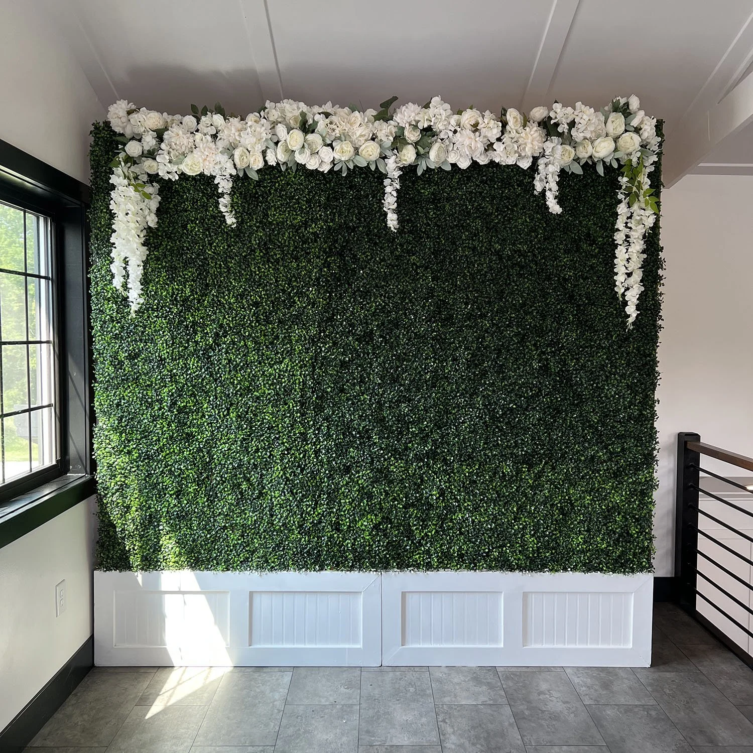 Boxwood Hedge Wall with Floral Swag.jpg