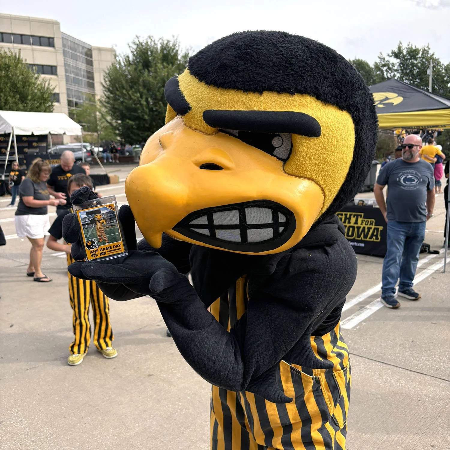 Herky with a trading card.jpg