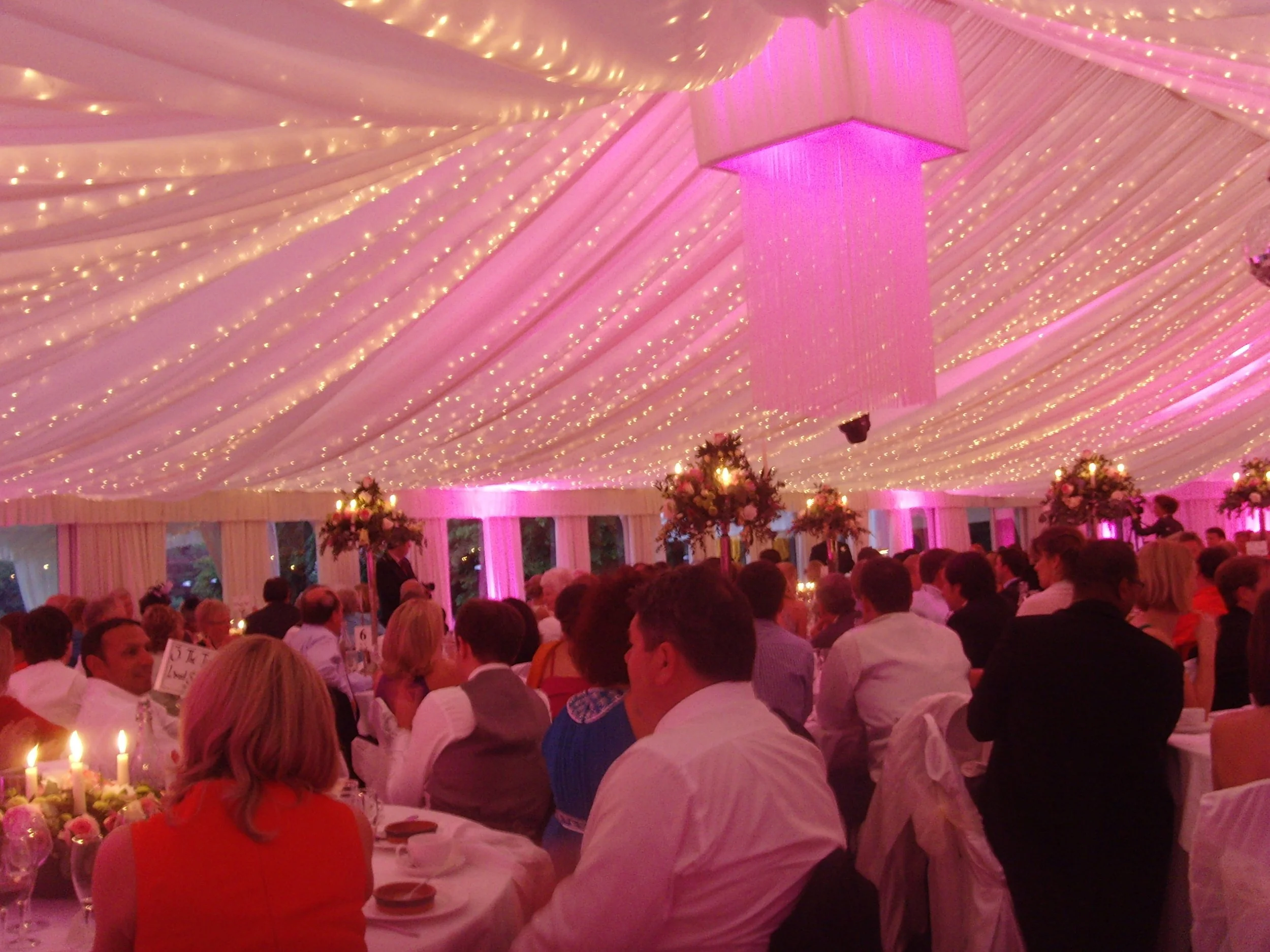 Fairy light marquee ceiling for wedding marquees
