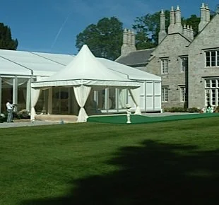 Marquee wedding pagoda with Ivory draping
