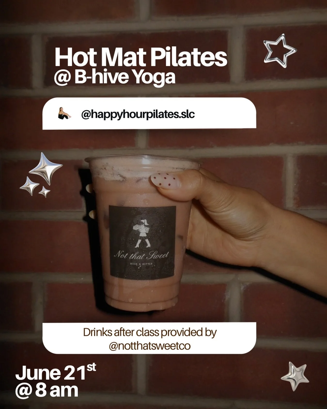 HOT Mat Pilates 🤝🏽Iced Chocolate Recovery

Come sweat with ME &amp; then after class enjoy an iced chocolate from Not That Sweet 🍫✨

Made fresh to order with real solid chocolate + milk, every drink is crafted with clean, simple ingredients and fu