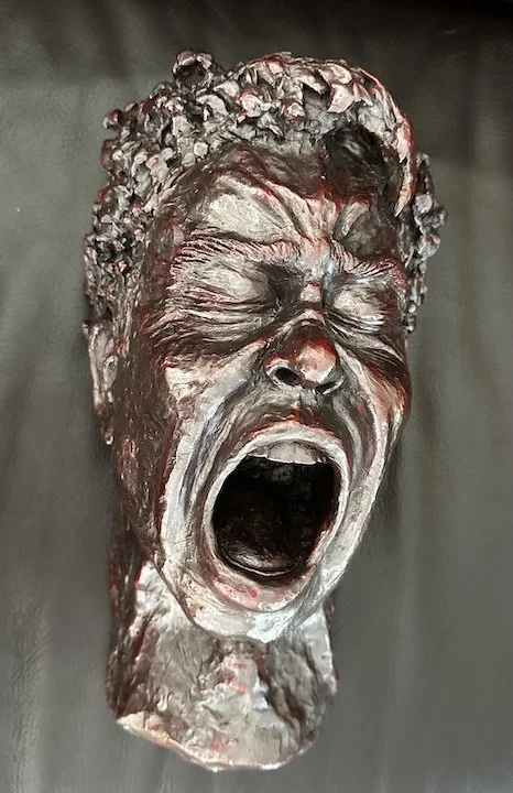 No More Silence, Plaster, 13 x 7 x 6 inches