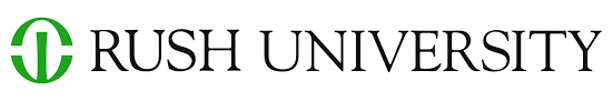 Rush University logo with green cross symbol and black text