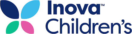 Inova Children's logo with a four-petal flower in pink, teal, and blue