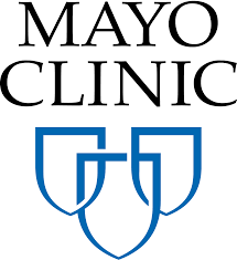 Mayo Clinic logo with blue shields and the text 'Mayo Clinic' above.