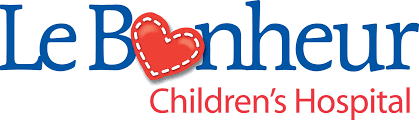 Logo of Le Bonheur Children's Hospital with a red heart in the letter 'o'.