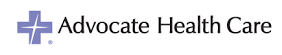 Advocate Health Care logo with a blue cross and purple text