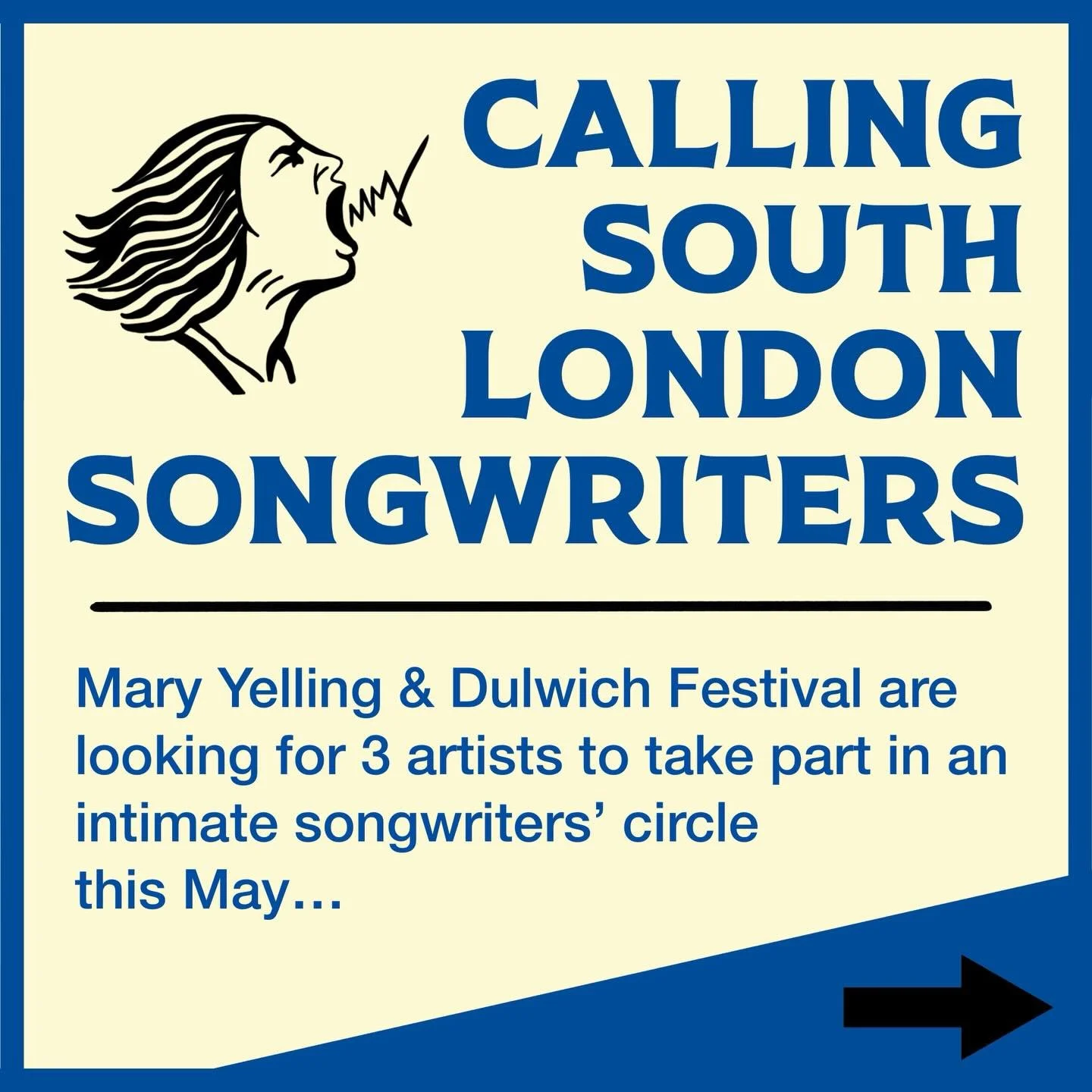 We&rsquo;re seeking 3 South London based artists to take part in our intimate songwriters circle on the 9th of May as part of Dulwich Festival 🌼

If this is you or someone you know, applications are now open to take part! 

Email examples of your mu