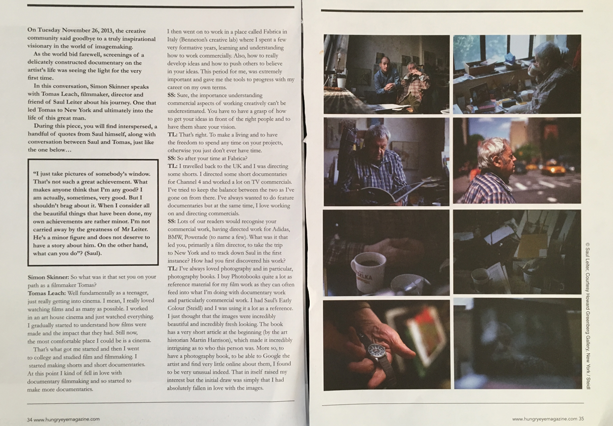 Press from the release of In No Great Hurry: 13 Lessons in Life with Saul Leiter