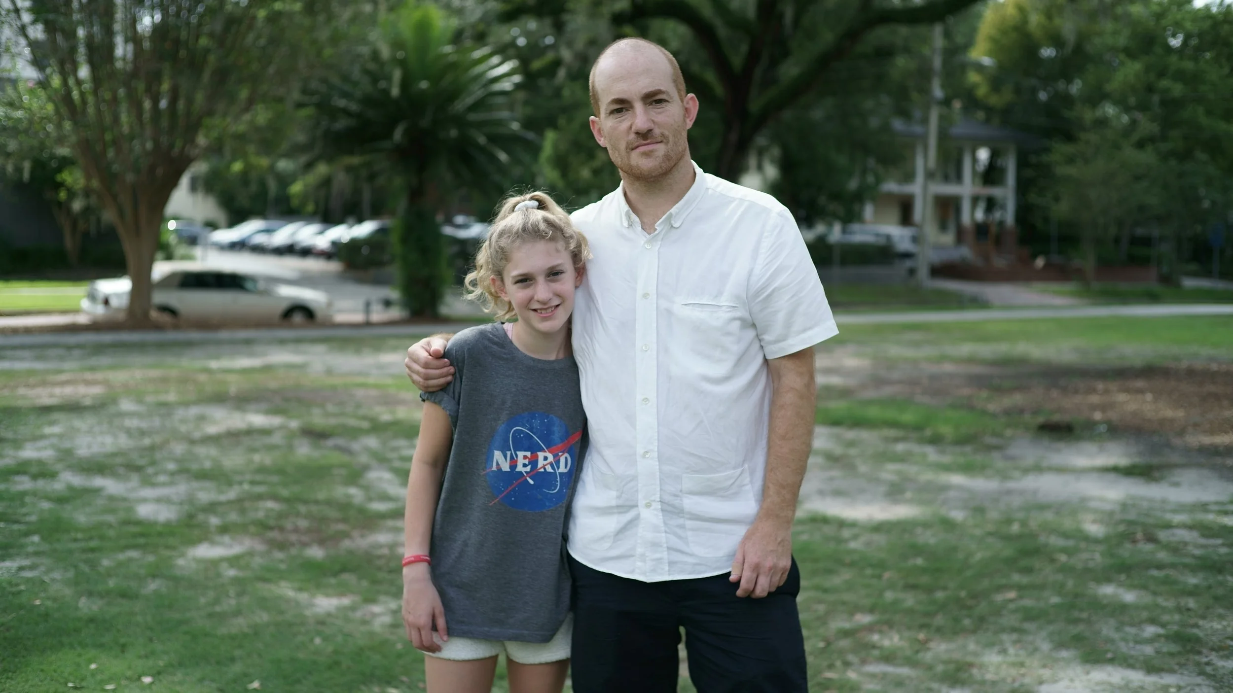 Tomas and Claire on set of 'The Day Ray Impaled Himself on the Fence' 