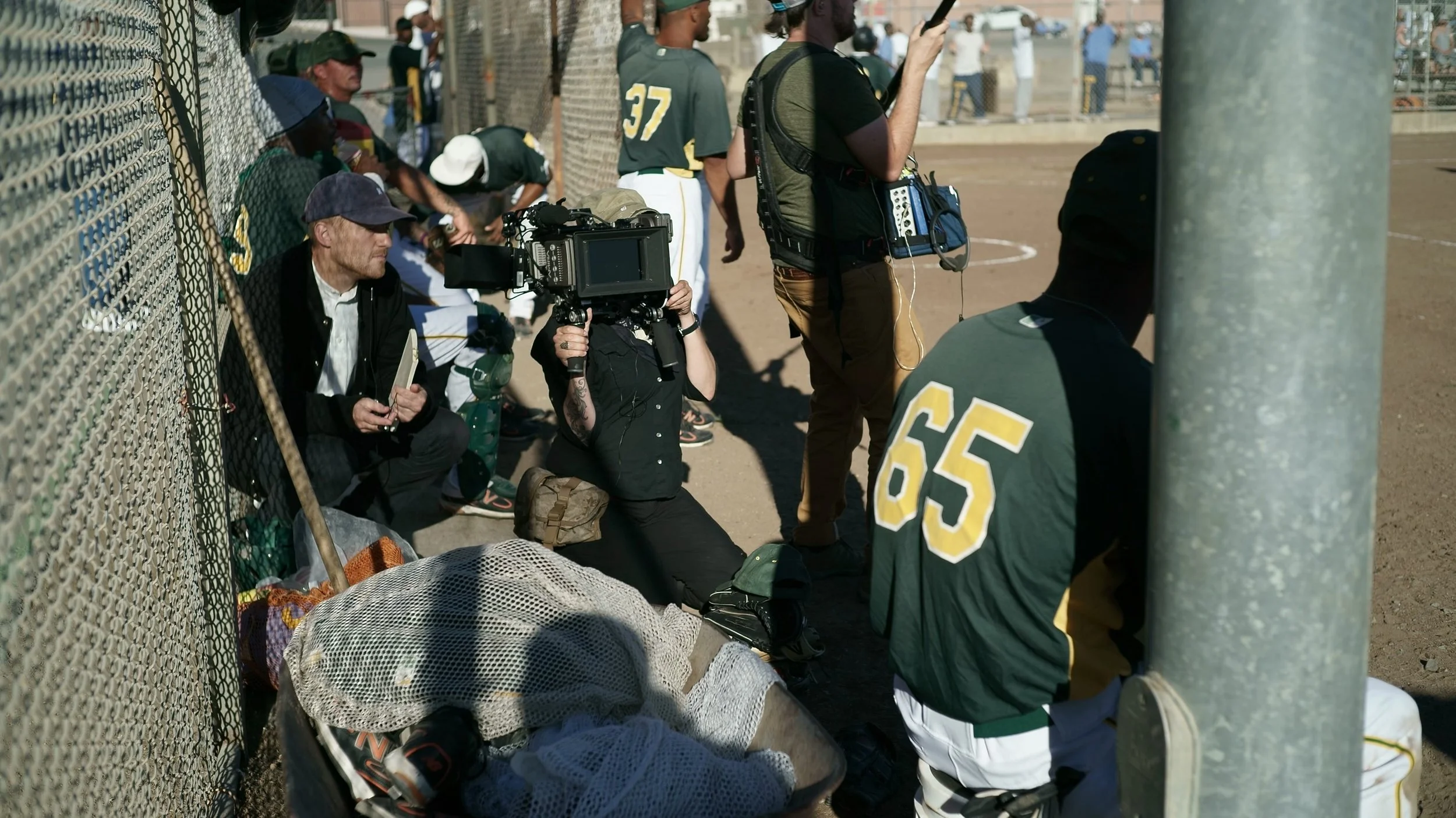 Tomas Leach on set in San Quentin prison