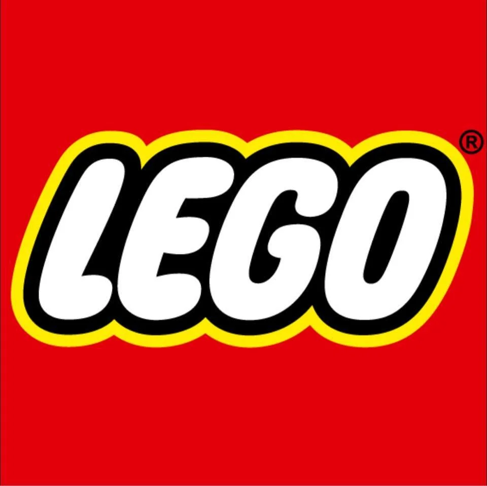LEGO logo on a red background.