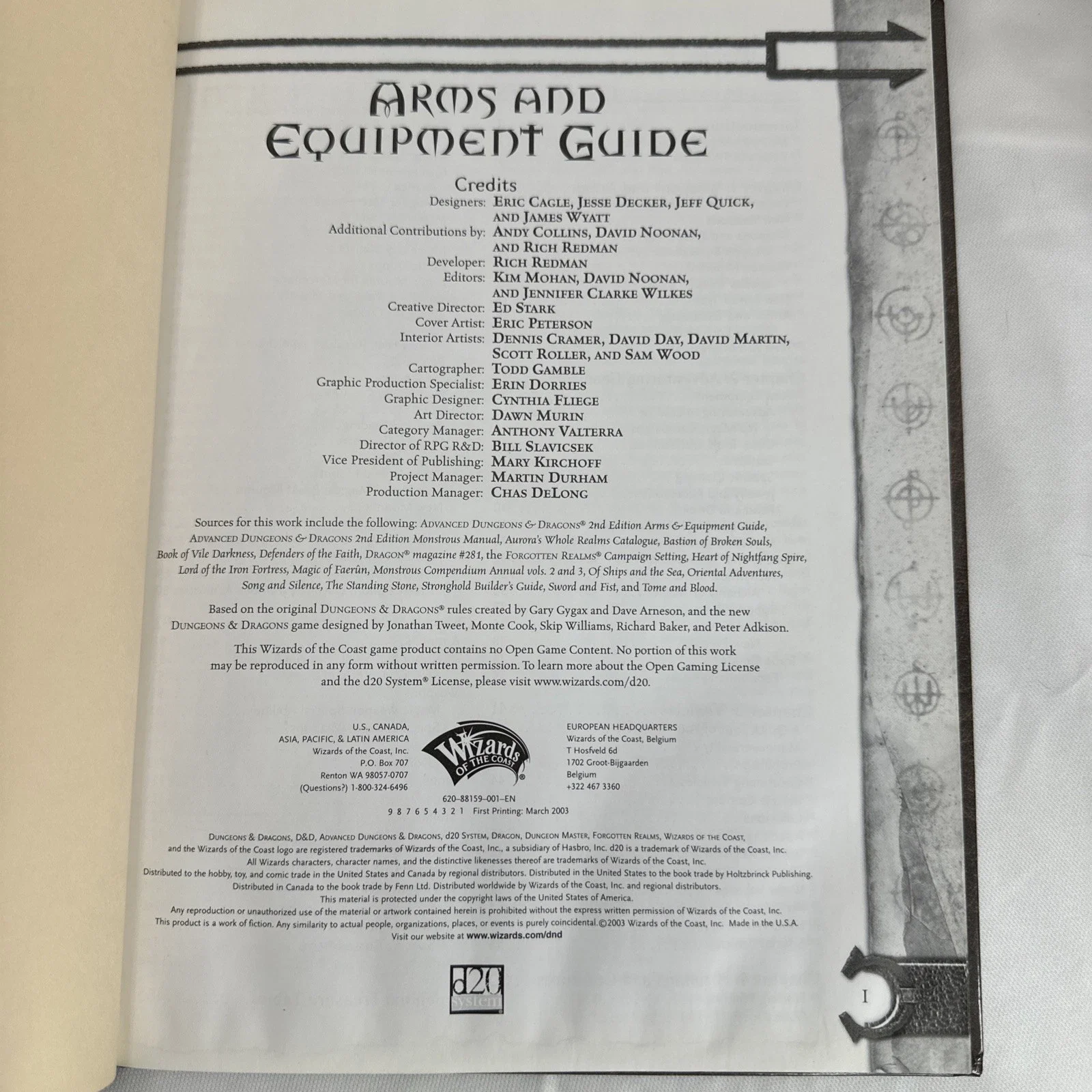 Dungeons & Dragons Accessory Arms and Equipment Guide 1st Print 2003 (A)