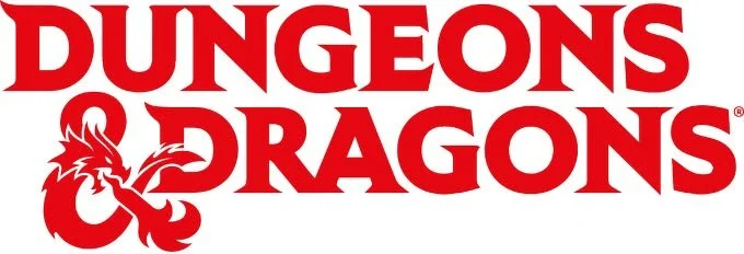 Dungeons and dragons red letters and dragon shaped ampersand