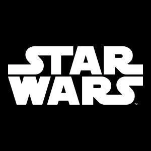 Star Wars logo in white on a black background.