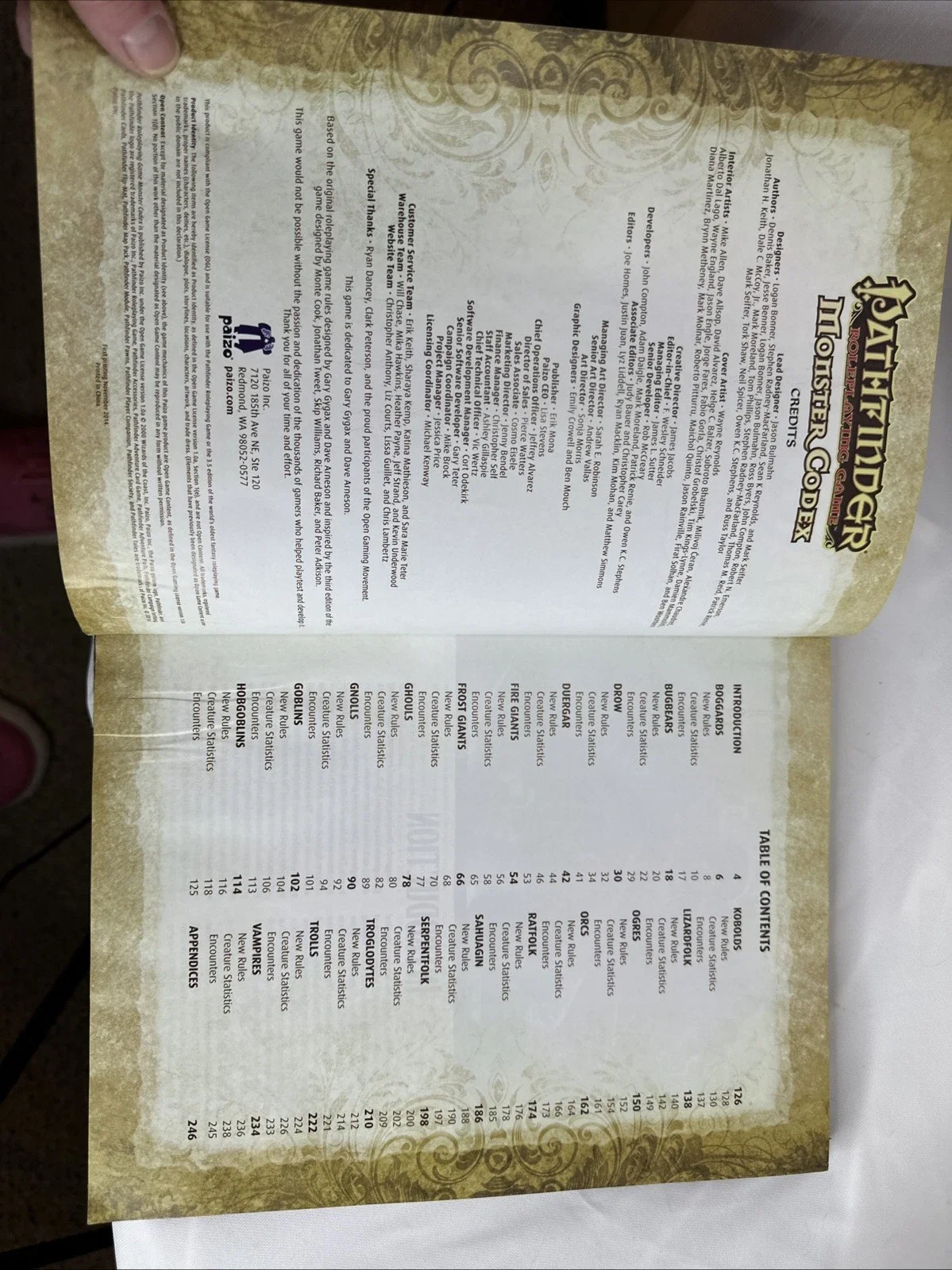 Pathfinder Roleplaying Game: Monster Codex - Hardcover