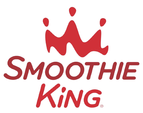 Logo of Smoothie King featuring a stylized crown above the text 'Smoothie King' in maroon.