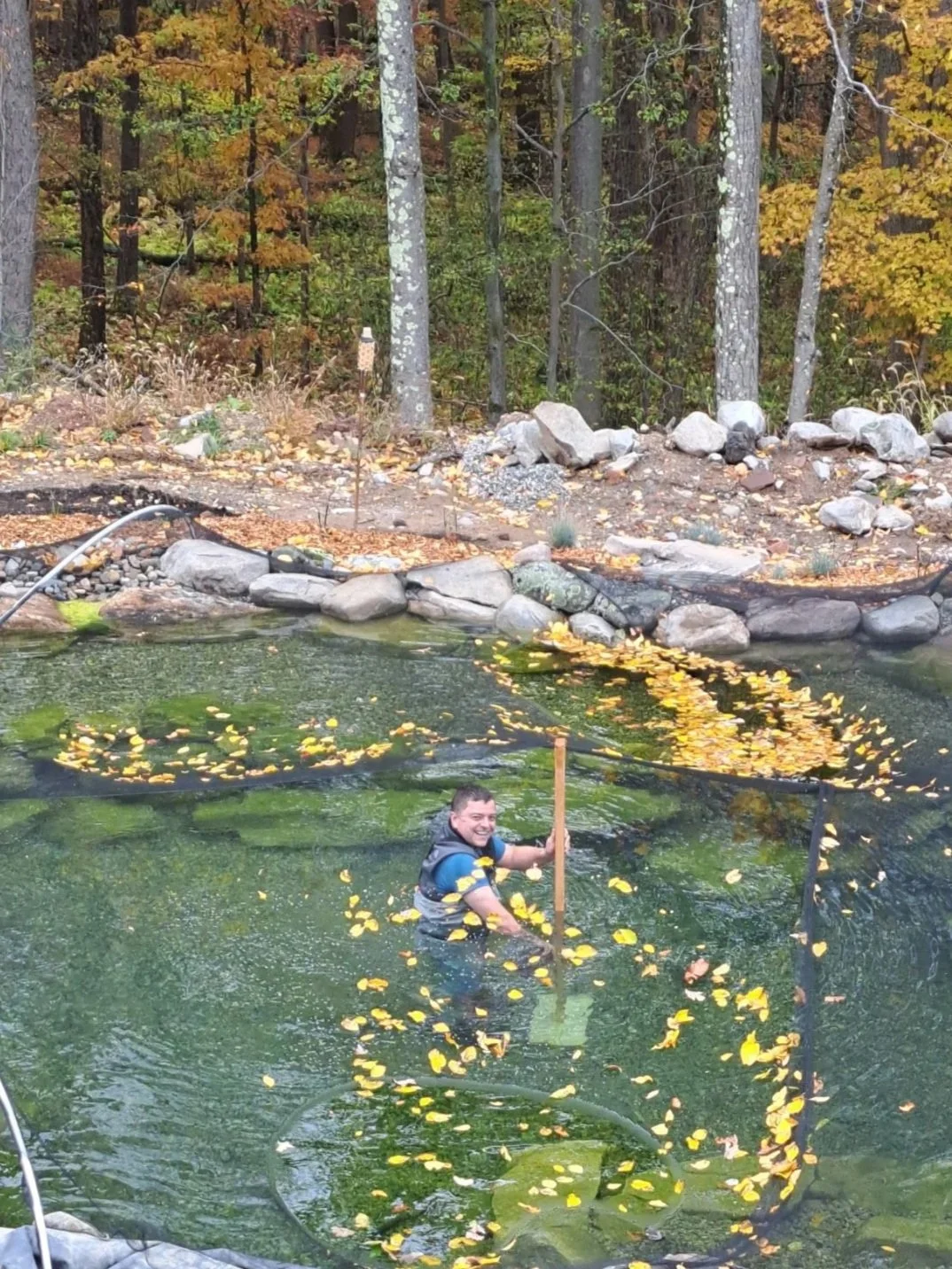 Fall shutdown netting for koi ponds and water features