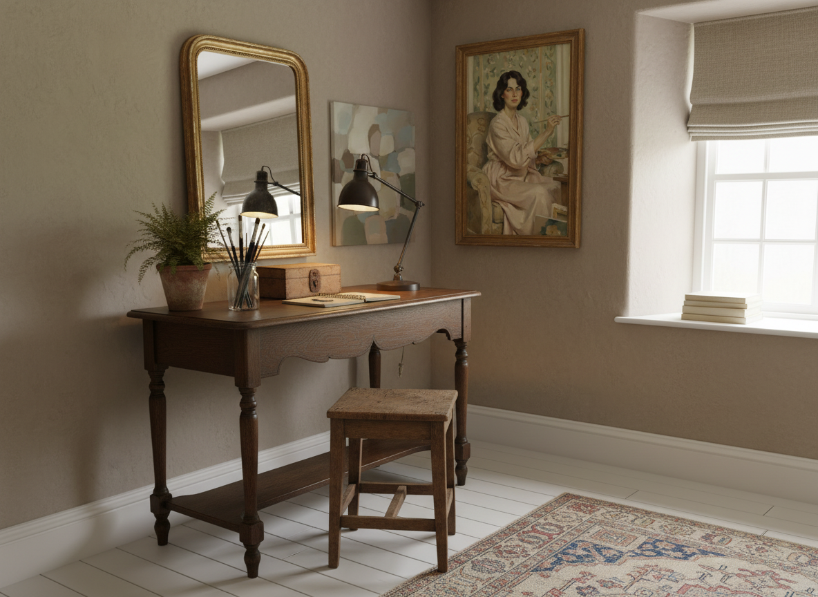 Reclaimed vintage console in a Bloomsbury styled home