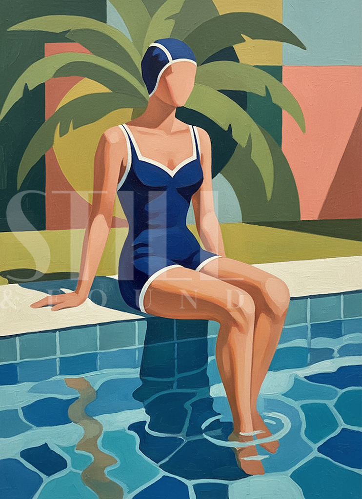 Pool & Palm - Digital Art Print  (Download)