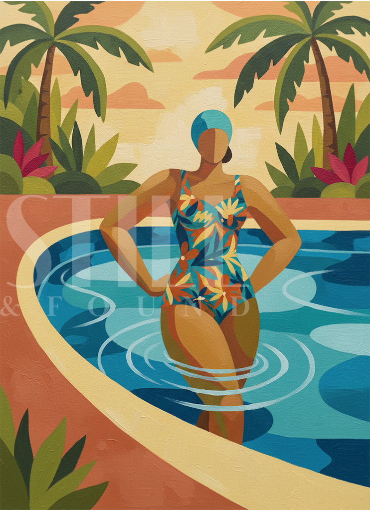 Poolside in Paradise- Digital Art Print (Download)