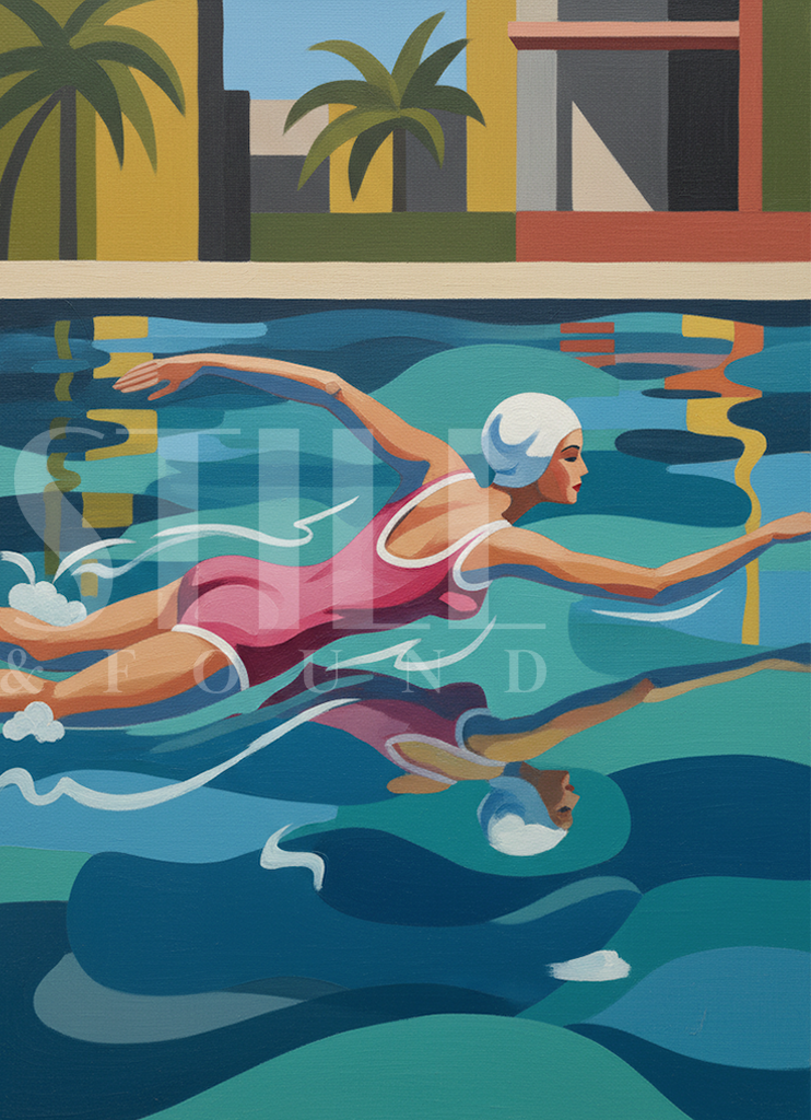 Vintage Swimmer - Digital Art Print (Download)