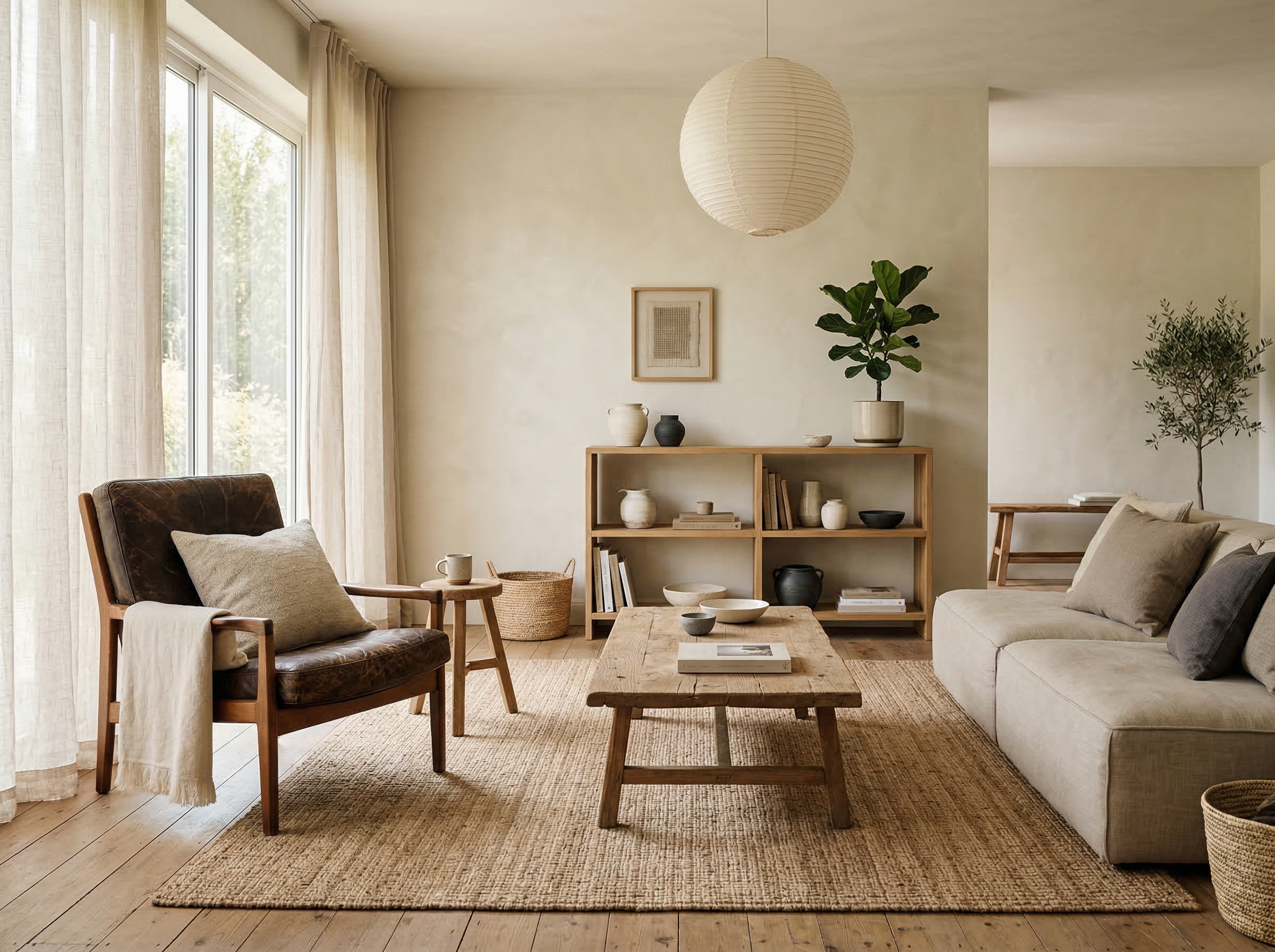 Japandi interiors using vintage furniture