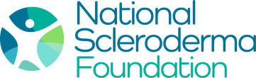Logo of the National Scleroderma Foundation featuring a stylized figure within a circular design