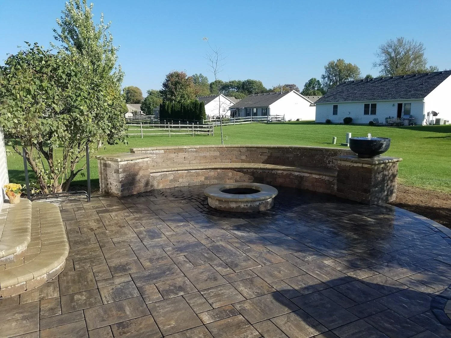 Luck Lagoons luxury patio fire pit seating area