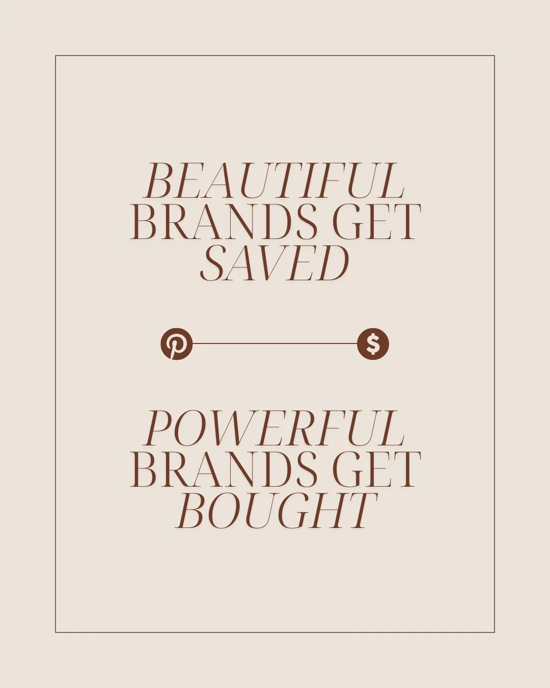 Beautiful brands get saved on Pinterest.

Powerful brands get bought, remembered, and referred.

Beauty is not a brand strategy.

A powerful brand has:
-Positioning so clear the customer self-selects
-A voice that makes people feel understood before 