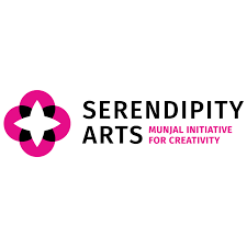 Logo of Serendipity Arts with a pink and black floral design and text indicating a creative arts initiative