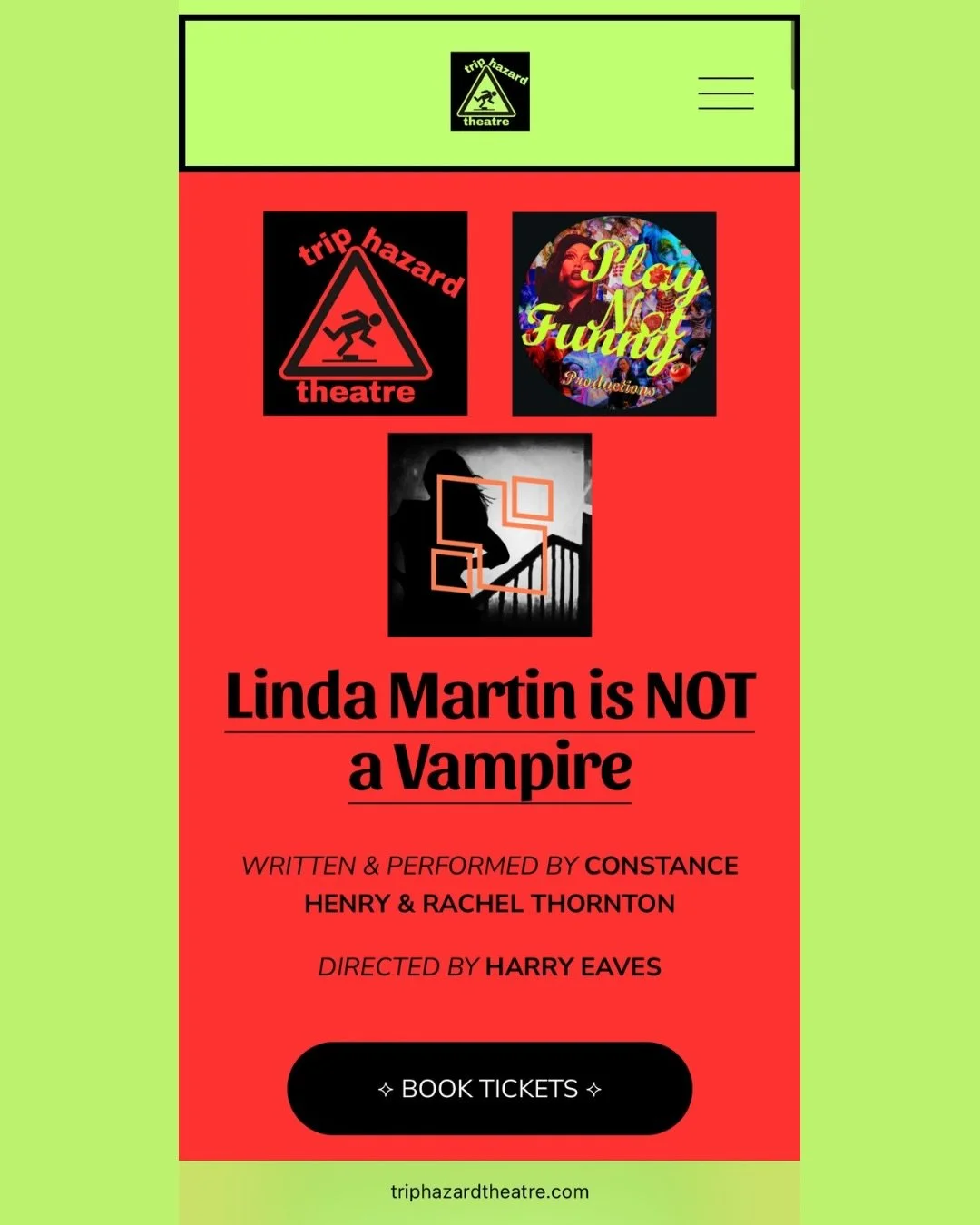 Love at first BYTE! Check out the dedicated &ldquo;Linda Martin is NOT a Vampire&rdquo; page on triphazardtheatre.com, for everything you need to know about tonight&rsquo;s show 🦷🩸🌙

@playnotfunny and Trip Hazard Theatre are thrilled to bring you 