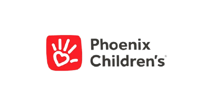 Phoenix Children's logo with a red heart and hand symbol.