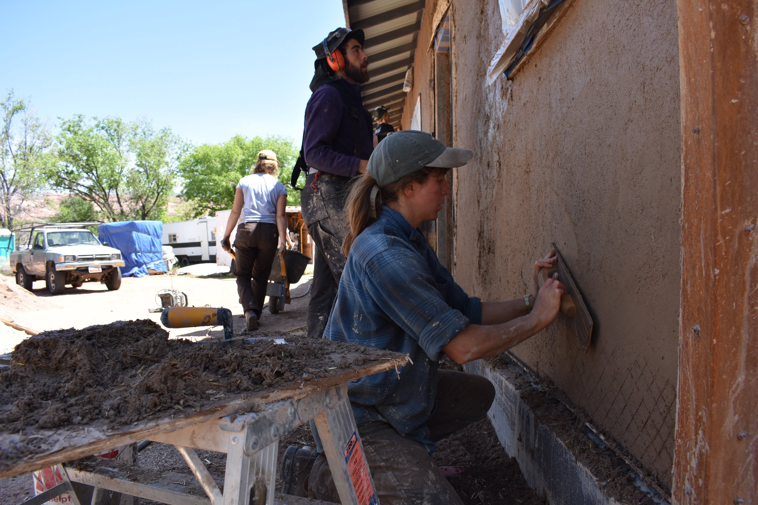 Exterior earthen plaster