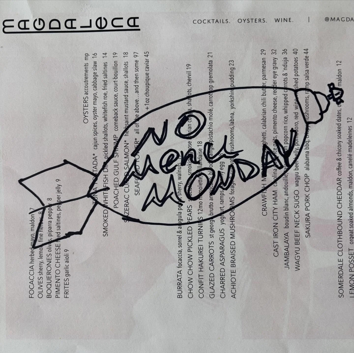 Coming back for the summer, the return of No Menu Monday. 
We&rsquo;ll announce the first run tomorrow with tix going on sale at noon. Be sure to navigate to our events page and not the page for regular reservations.