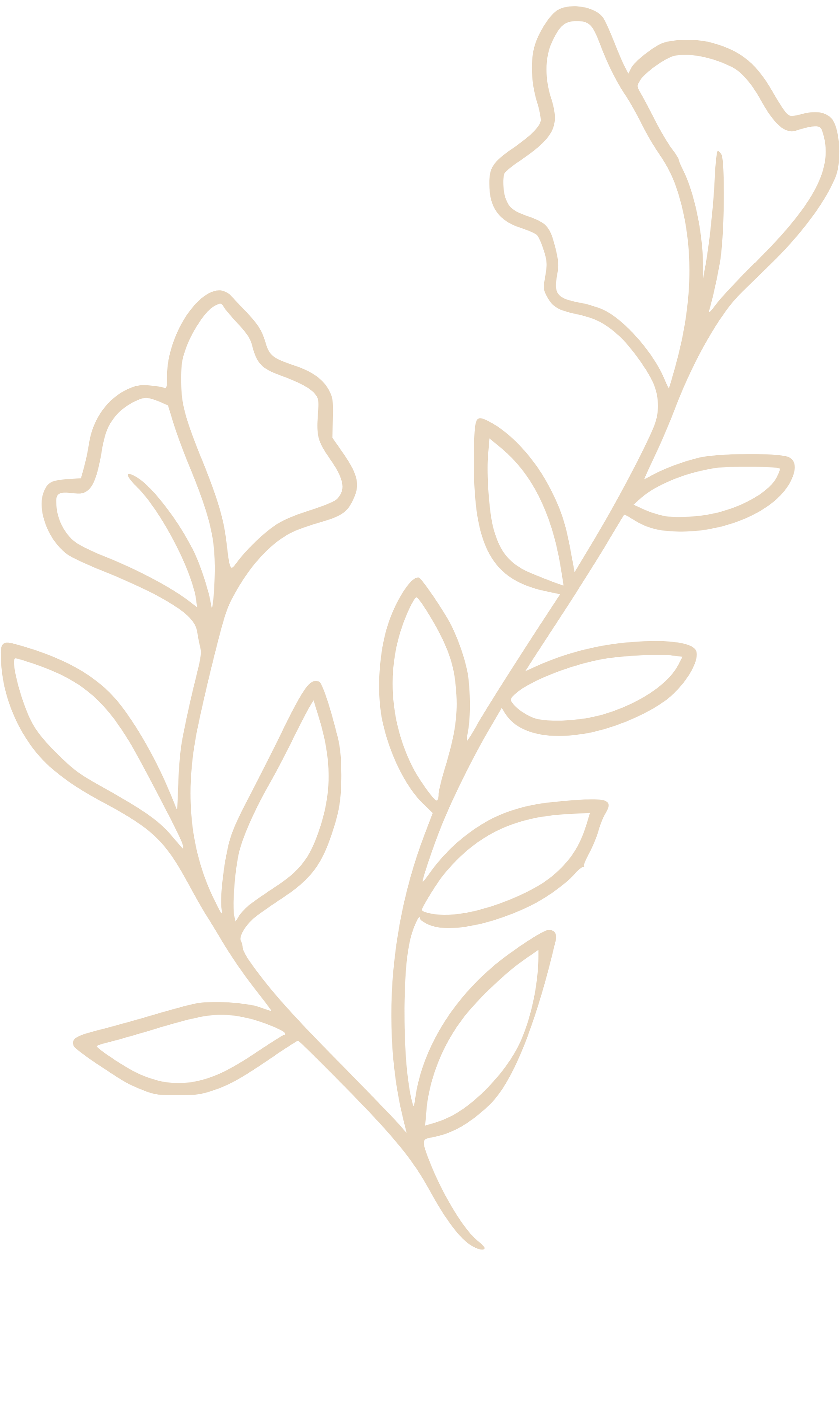 Linienzeichnung einer stilisierten Pflanze mit Blättern und Blüten auf schwarzem Hintergrund.